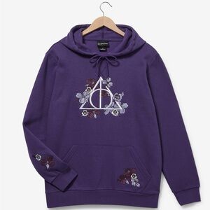 Harry Potter Floral Deathly Hallows Hoodie BoxLunch Exclusive Purple Large